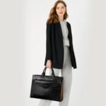 Glora Crocodile Slim Computer Briefcase For Professional Women - Image 3